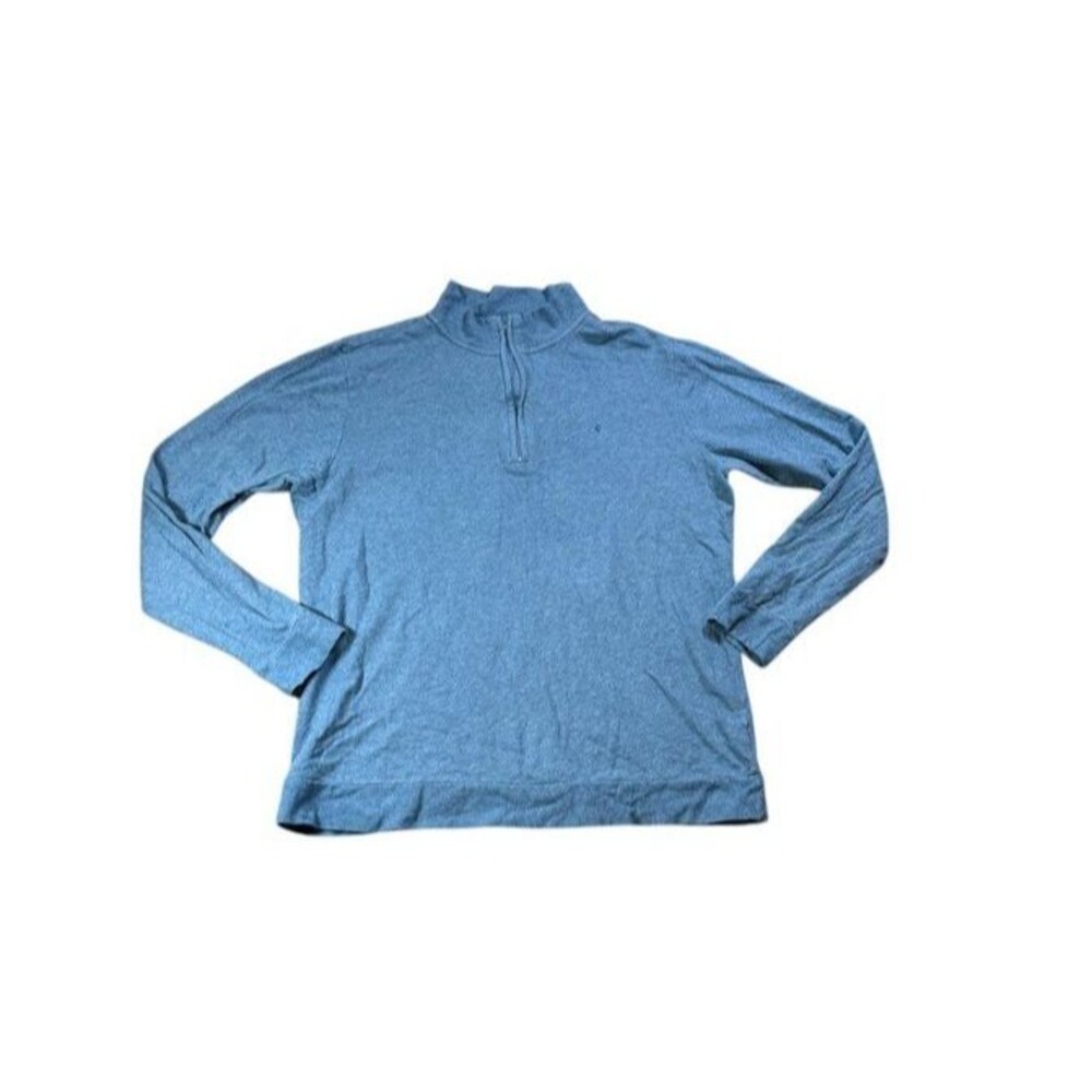 Criquet Pullover Mens Size Large Quarter Zip 100% Cotton Performance Golf Blue